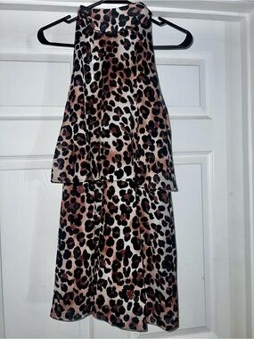 Boutique Leopard Print Halter Romper - Brown & Black